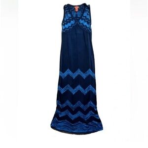 MISSONI for Target Blue Chevron Knit Sleeveless V Neck Maxi Dress XS